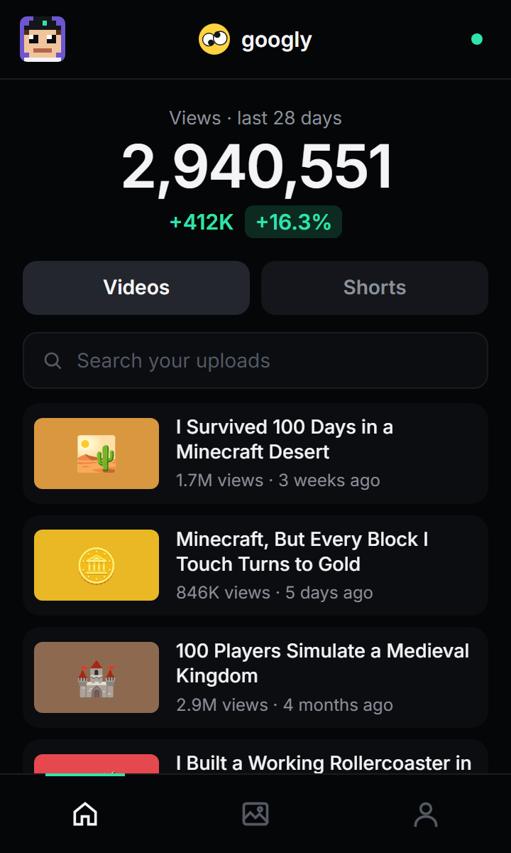 Your uploads, from Studio